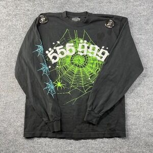 Sp5der Worldwide x 999 Club Long Sleeve T-Shirt Men's Black Graphic - Medium